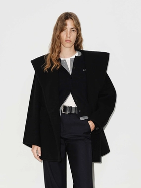 Comfy Wool Hood Coat retro look Adjustable Cuff System