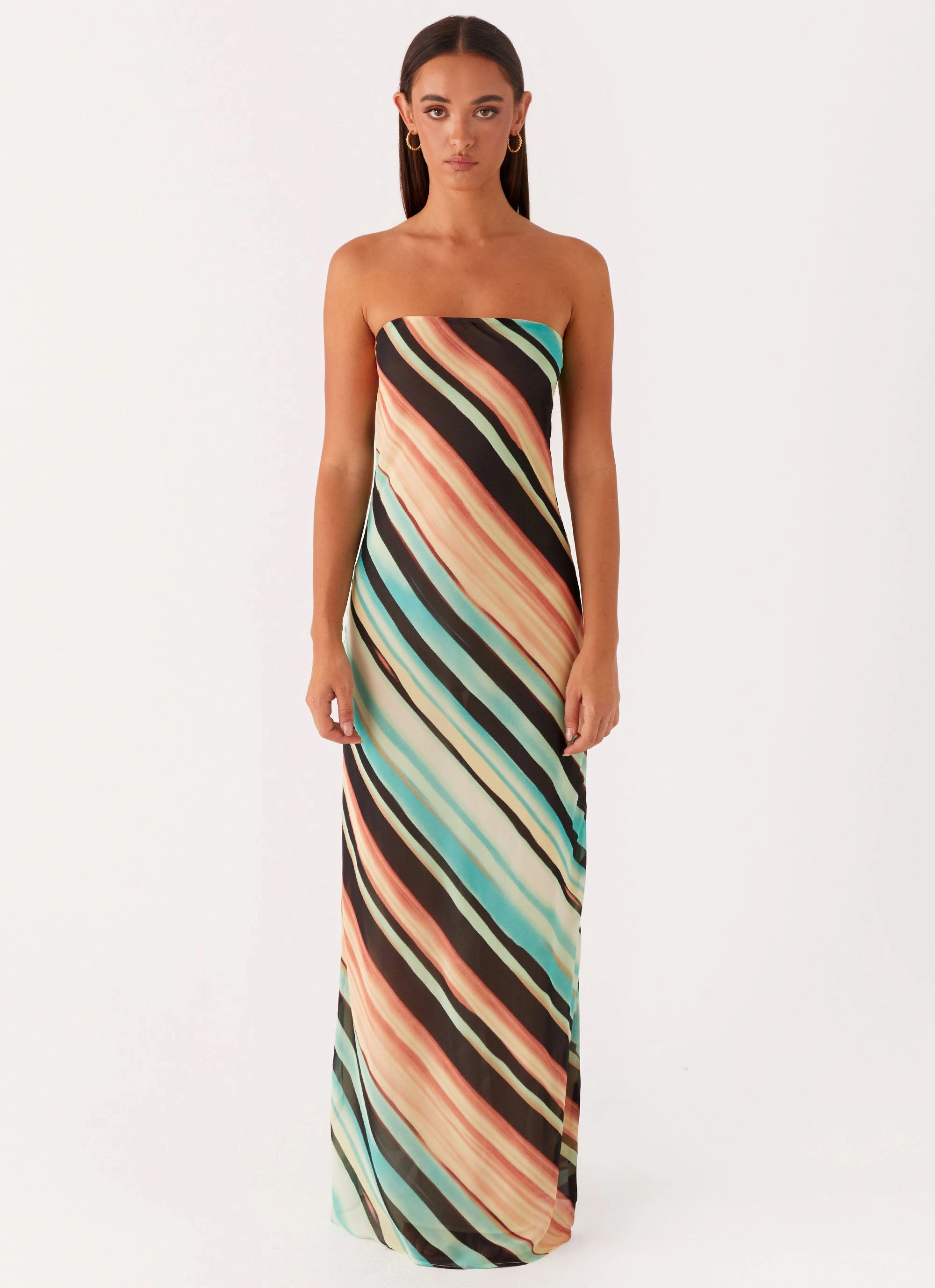 Breathable fabric Como Maxi Dress - Stripe
