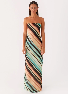 Breathable fabric Como Maxi Dress - Stripe