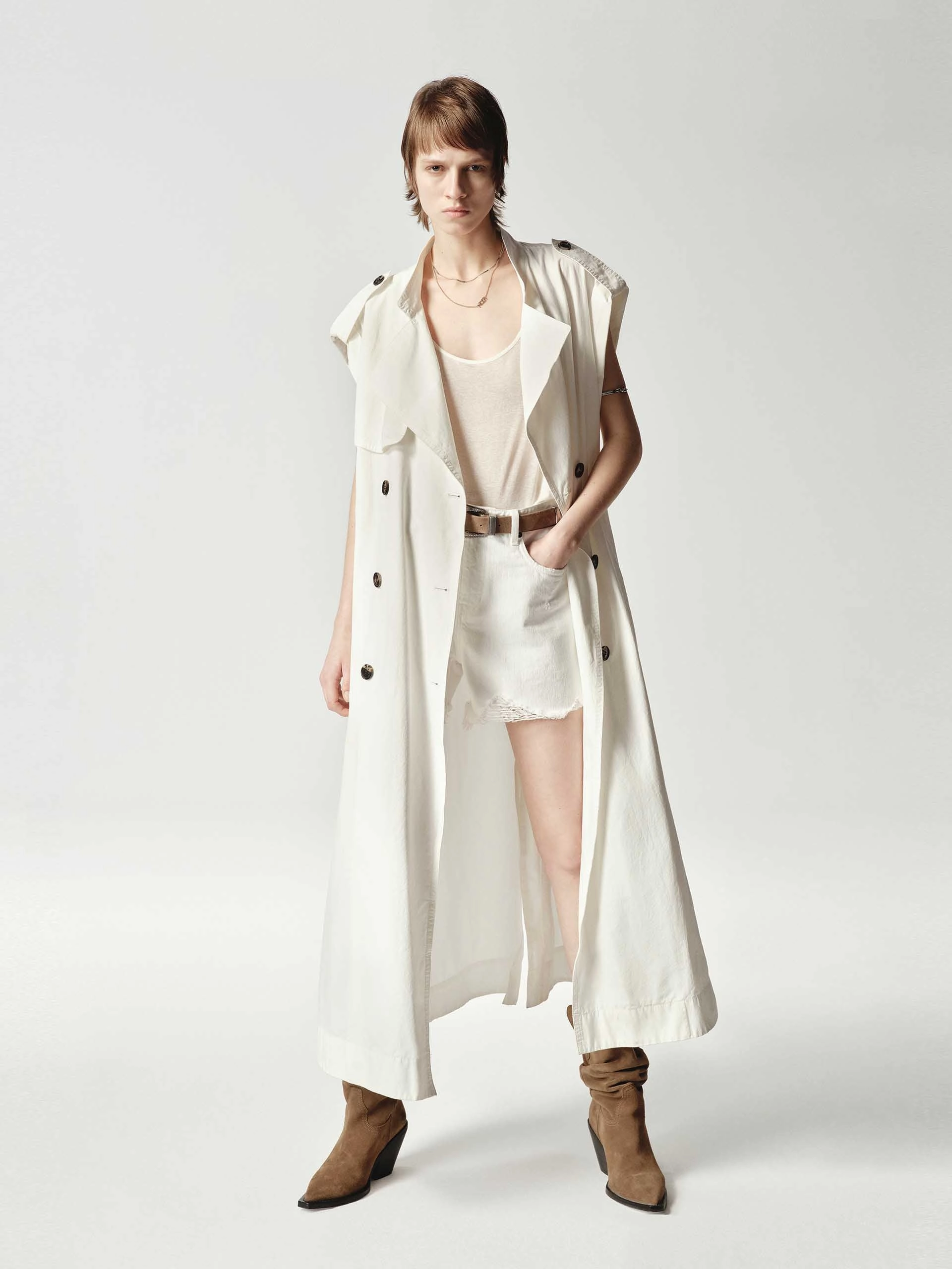 Sleeveless Back Slit Trench Coat Light Pack Option
