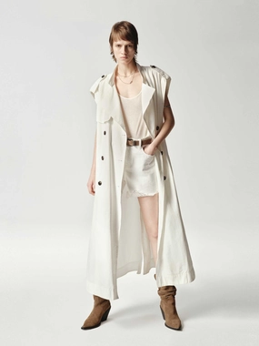 Relaxed Layers Sleeveless Back Slit Trench Coat
