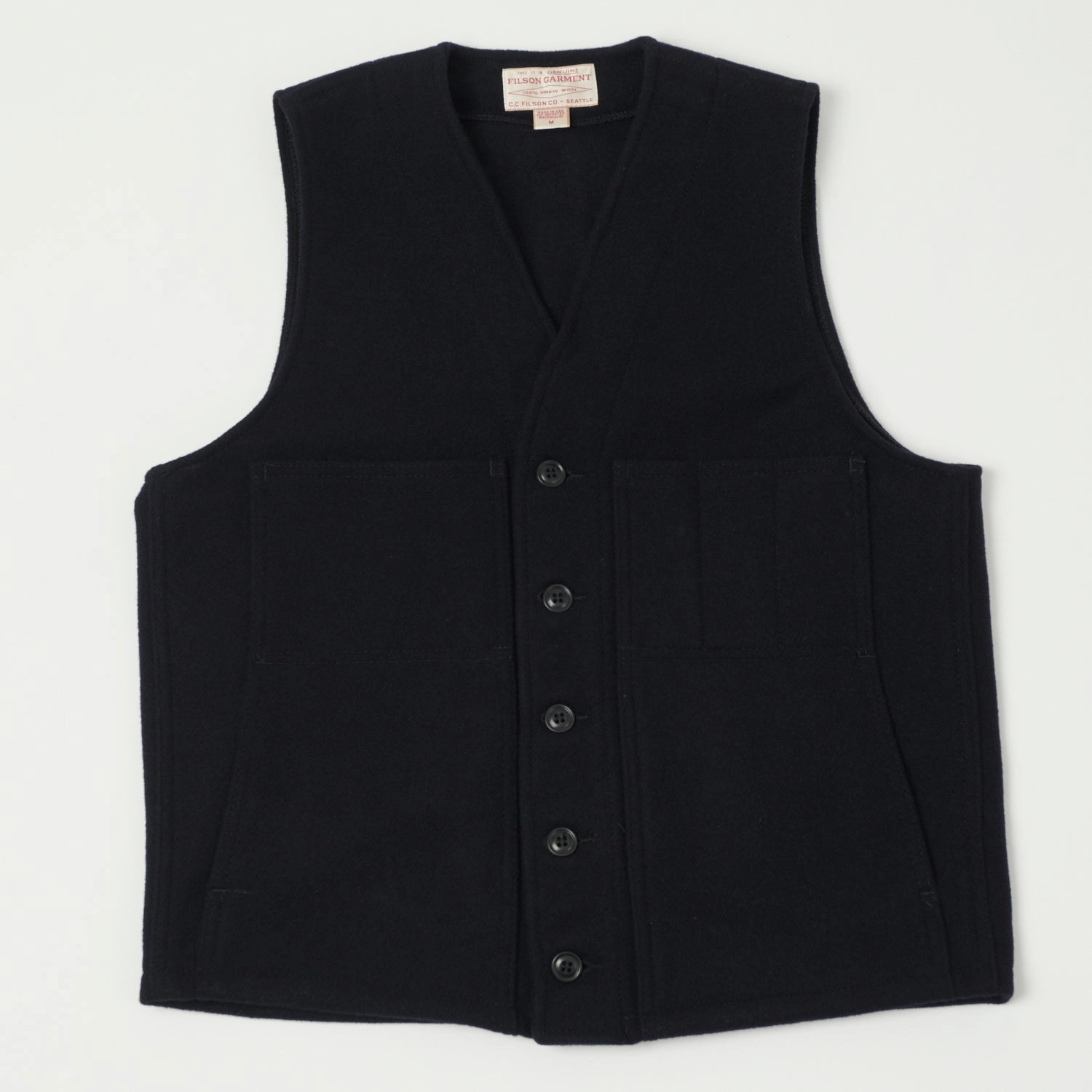 LightweightConstruction Multi Layer Construction Filson Mackinaw Wool Vest - Dark Navy