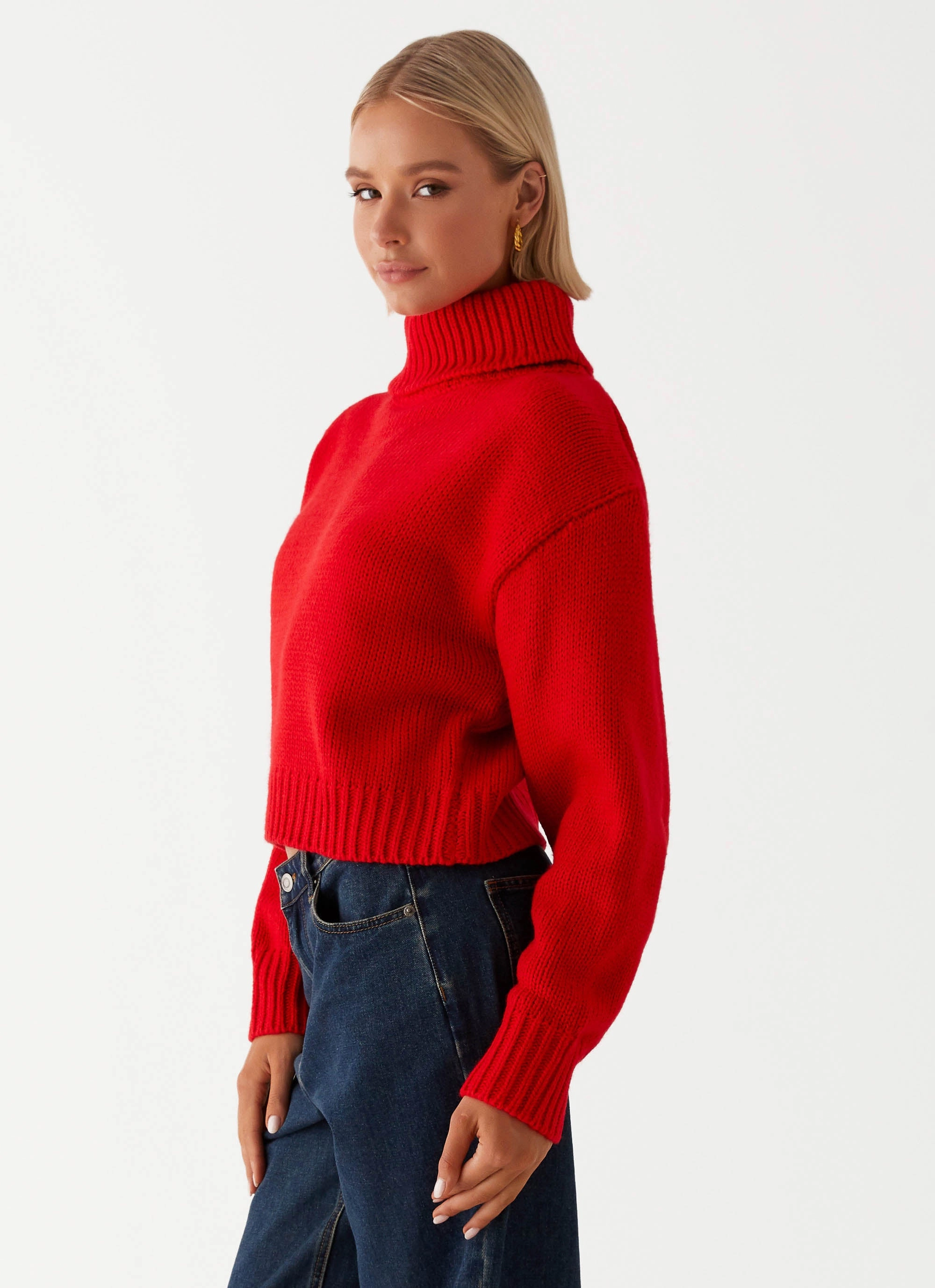 Extra Layer Piece Paint The Town Red Oversized Knit Jumper - Red