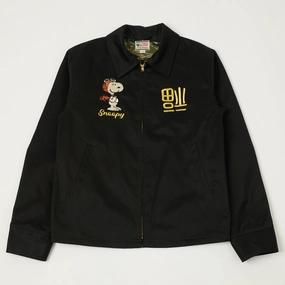 Water Resistant Coat TOYS McCOY Snoopy Embroidered Tour Jacket - Black