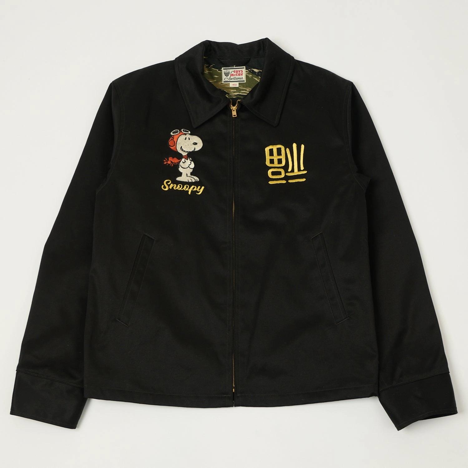 Water Resistant Coat TOYS McCOY Snoopy Embroidered Tour Jacket - Black