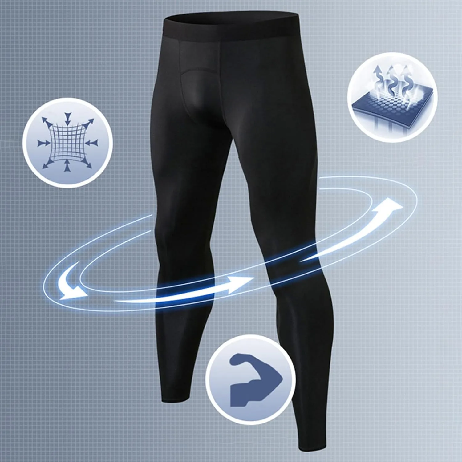 Compression Pants Men Athletic Workout Running Tights Quick Dry Sport Leggings Base Layer Bottoms for Yoga Basketball
