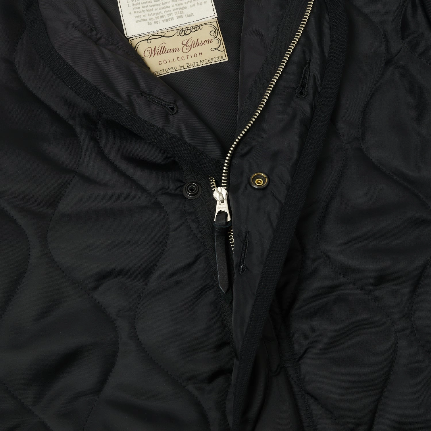 Buzz Rickson's x William Gibson U.S. Army M-65 Liner Jacket - Black Reflective Zippers