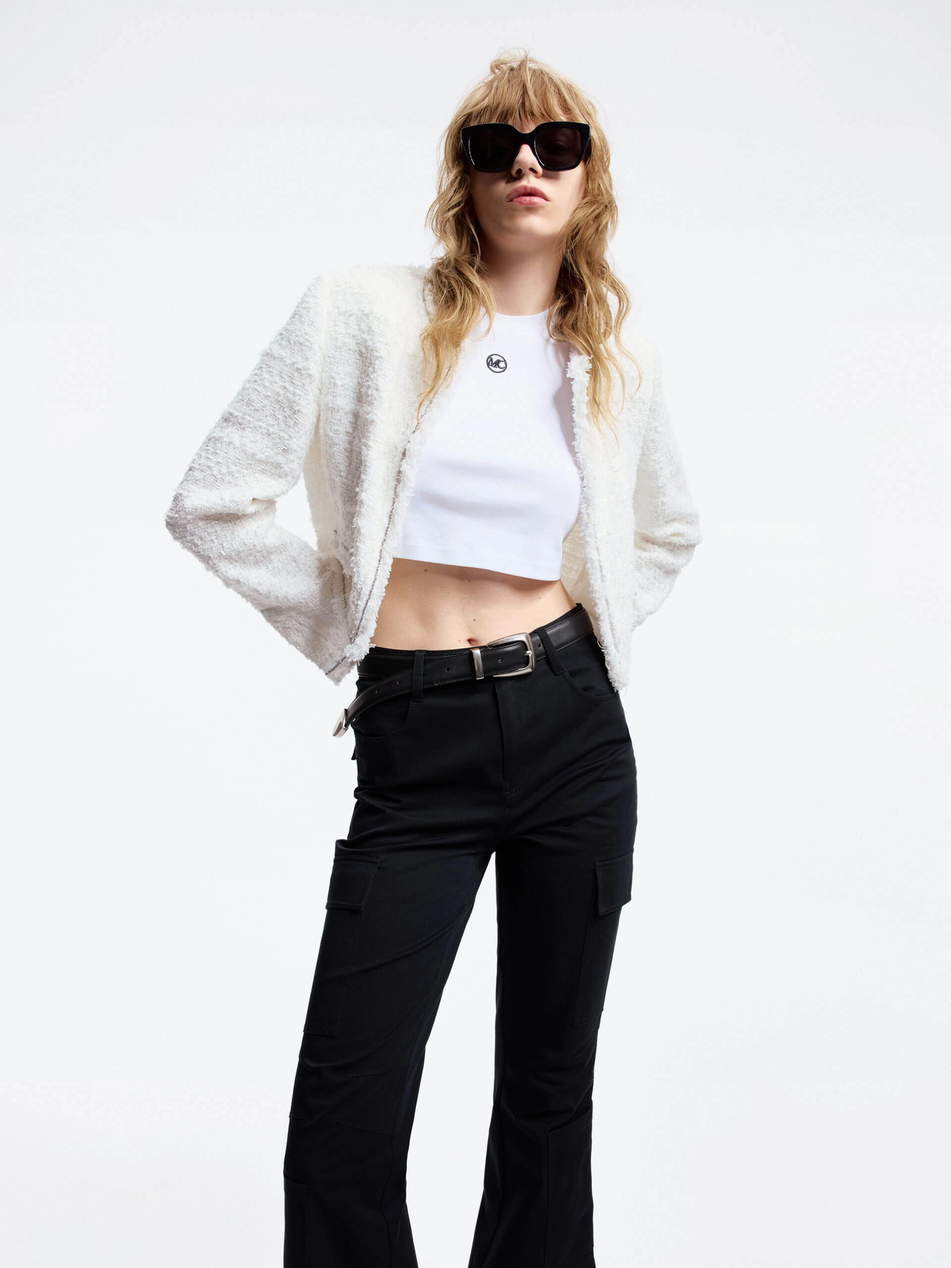 Cropped Tweed Jacket Functional Fit All Day Comfort Design