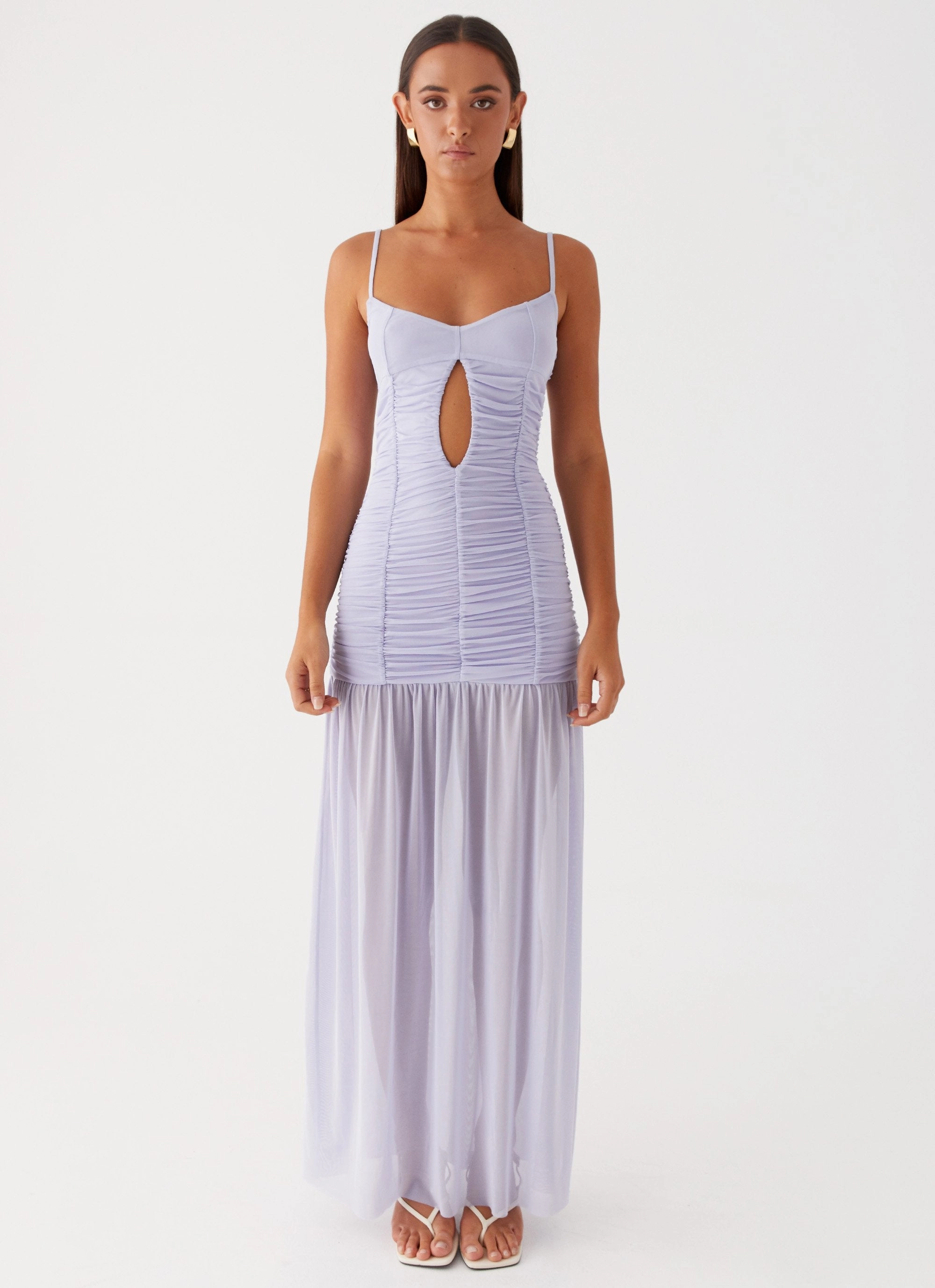 Constance Mesh Maxi Dress - Lavender Cozy Comfort