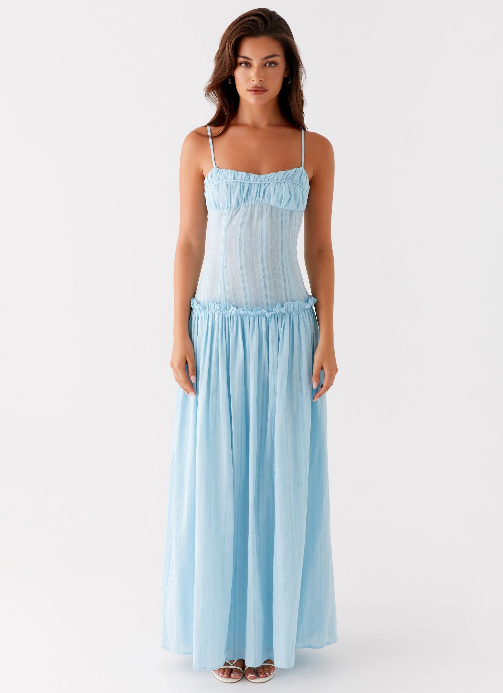 Jacinda Drop Waist Maxi Dress - Blue Casual-Look french chic