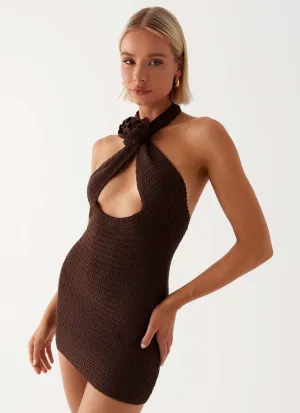 Viktoria Rose Crochet Mini Dress - Chocolate Gradient effect Flatlock stitching