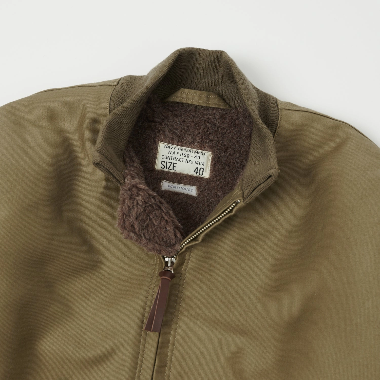 Fleece Lined Interior AntiStaticLayer Warehouse & Co 2180 Aviators Flight Jacket - Khaki