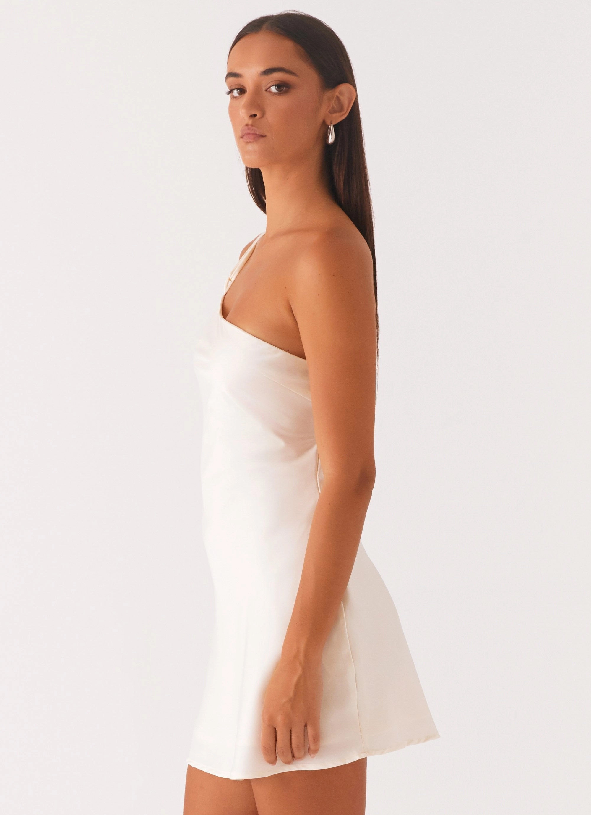 Subtle Motion Textured Flow Lights Out Mini Dress - Pearl