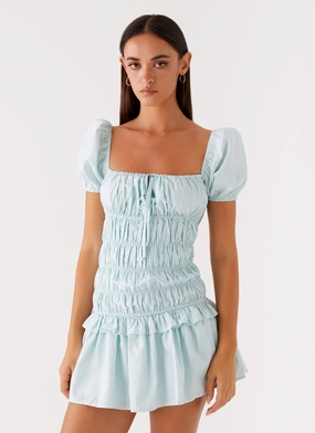 Yolene Mini Dress - Green Gingham Sharp Style