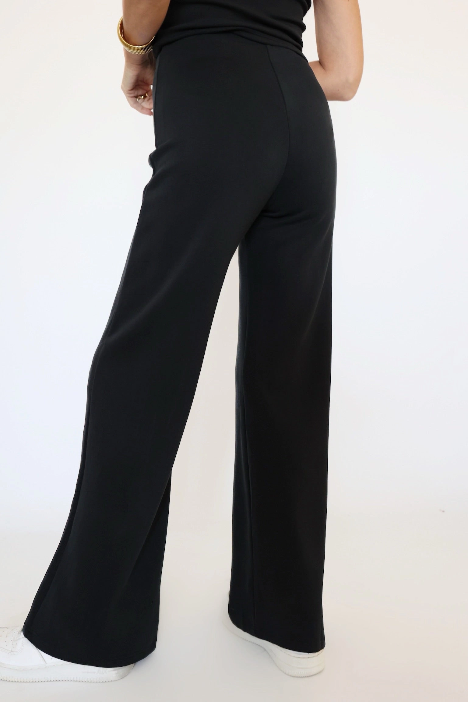 Weighted Hem BuiltInLayer Hustle Knit Wide Leg Pant