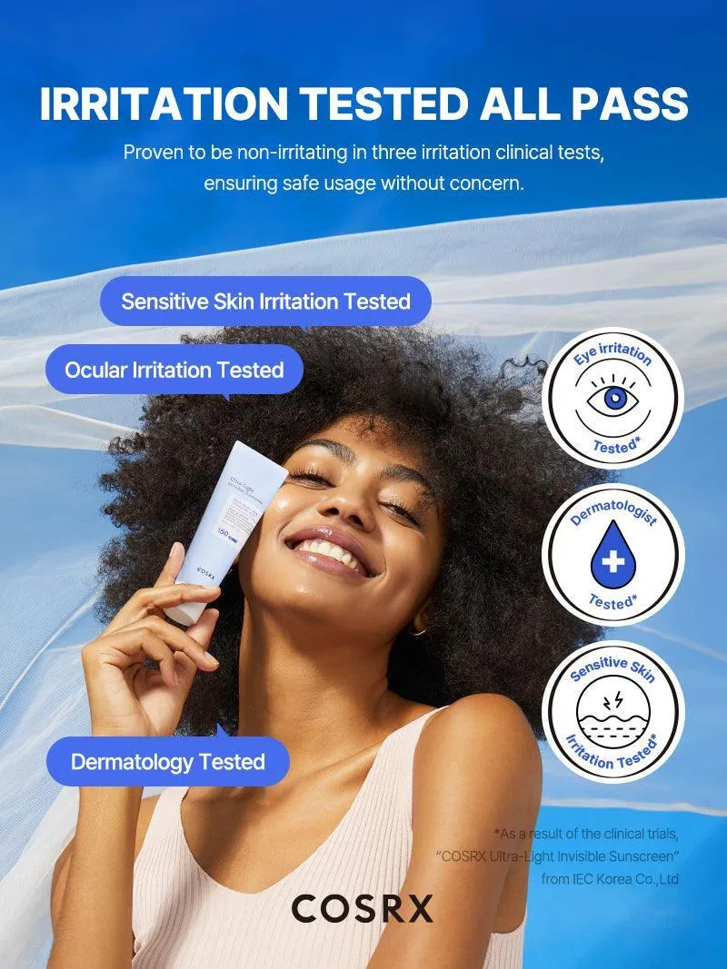 COSRX witch hazel aloe   hyaluronic acid ultra light invisible sunscreen واقي الشمس بالهايلرونك اسد والالوفيرا