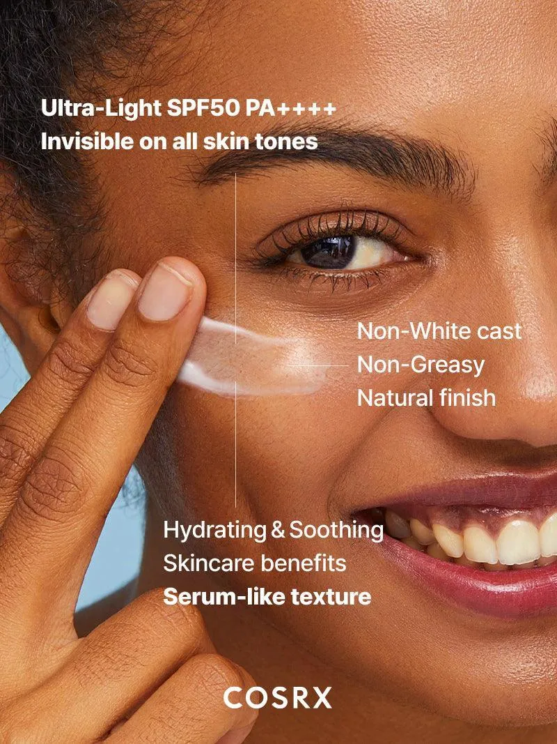 COSRX witch hazel aloe   hyaluronic acid ultra light invisible sunscreen واقي الشمس بالهايلرونك اسد والالوفيرا