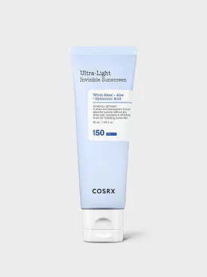 COSRX witch hazel aloe   hyaluronic acid ultra light invisible sunscreen واقي الشمس بالهايلرونك اسد والالوفيرا