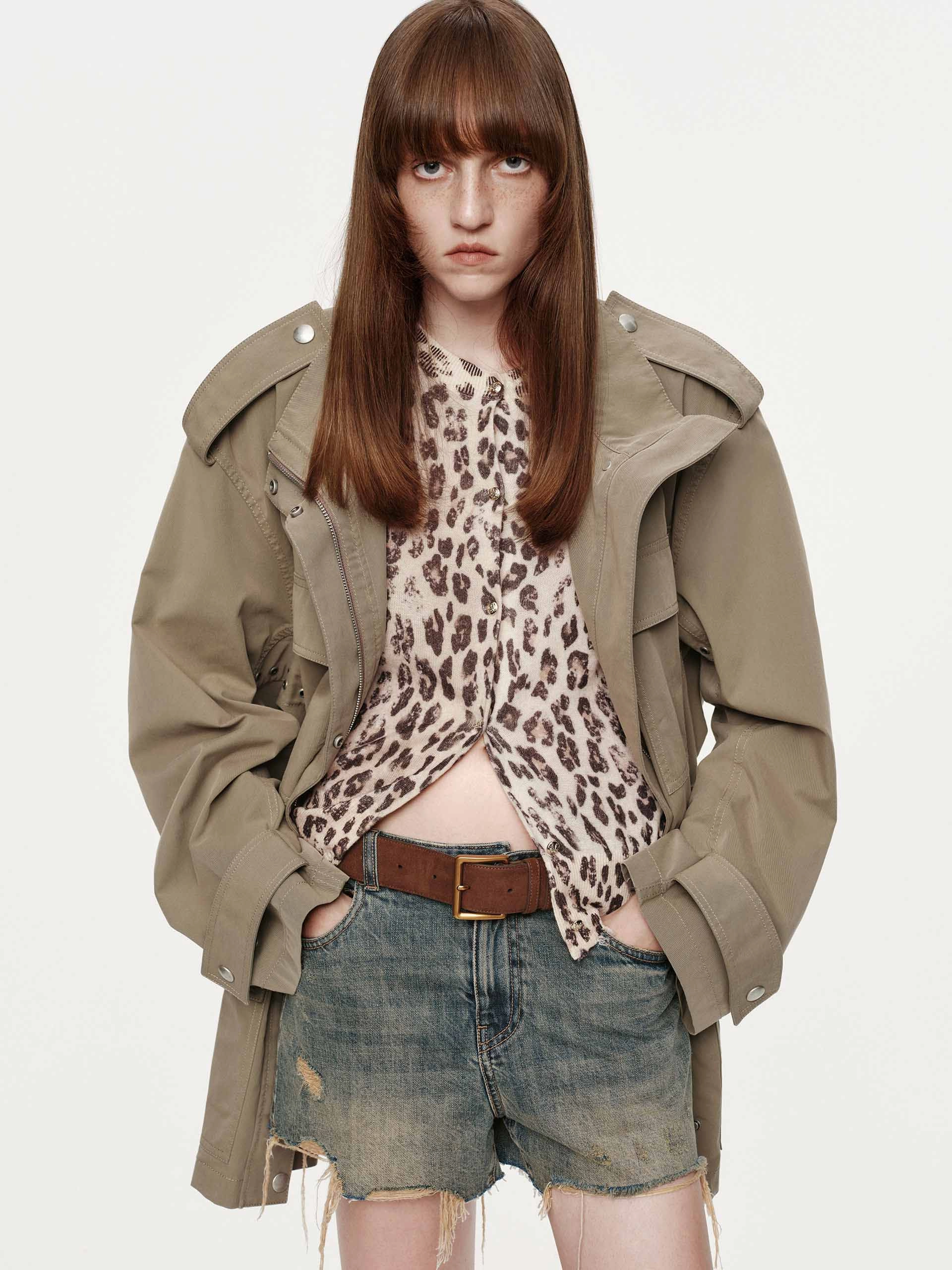 Cotton Blend Cargo Coat Anti Pilling Surface