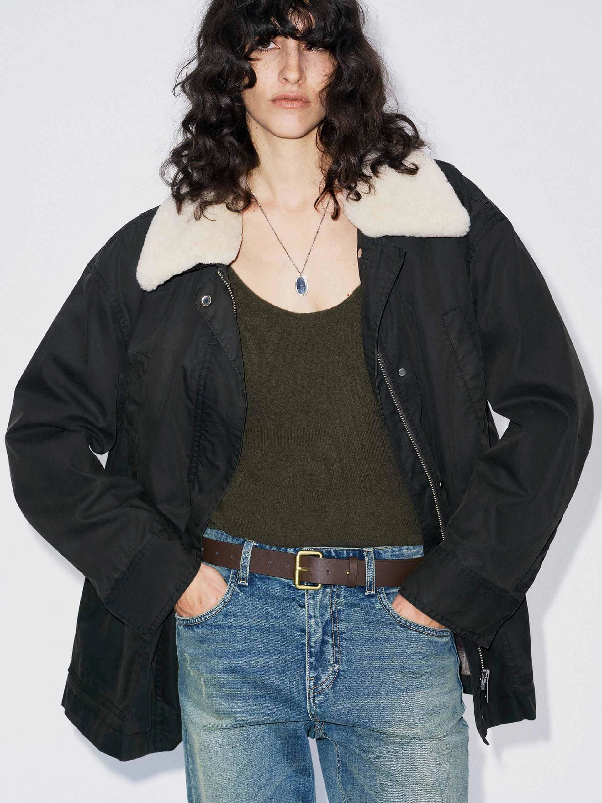 Ergonomic Tailoring Cotton Blend Fur Collar Coat