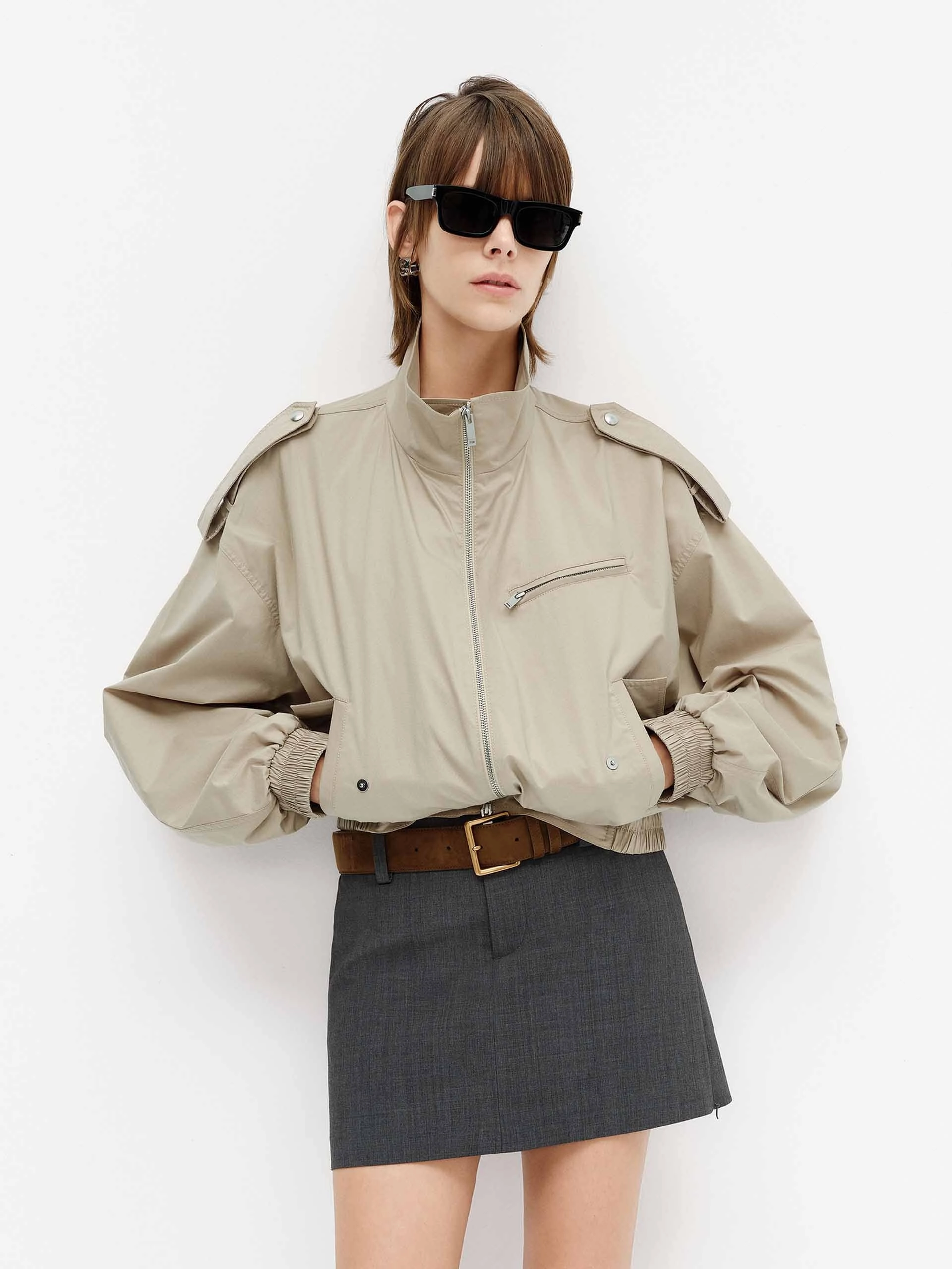 Bomber Cut Cotton Blend Regular Jacket