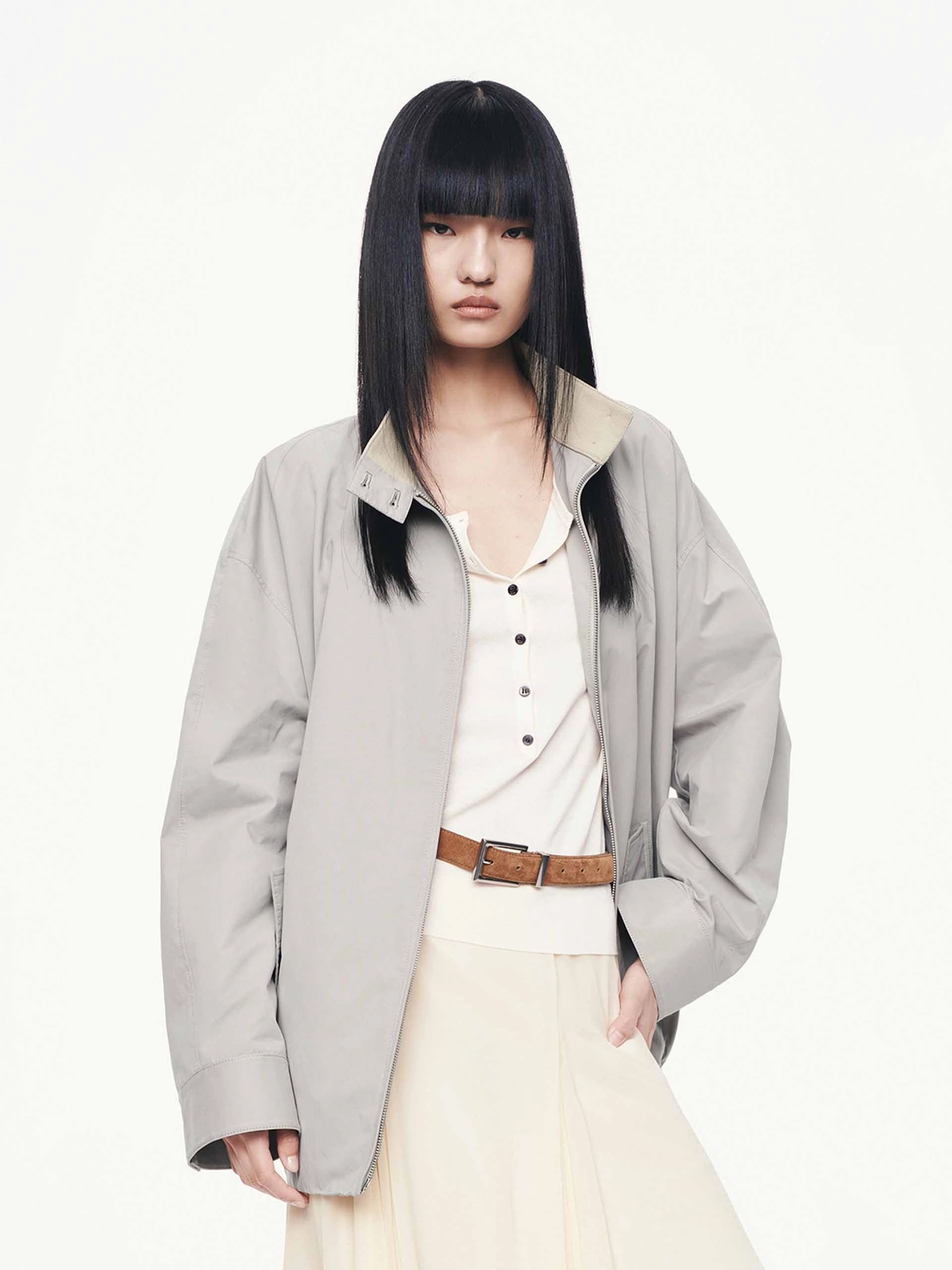 Cotton Blend Zipper Coat All Year Use