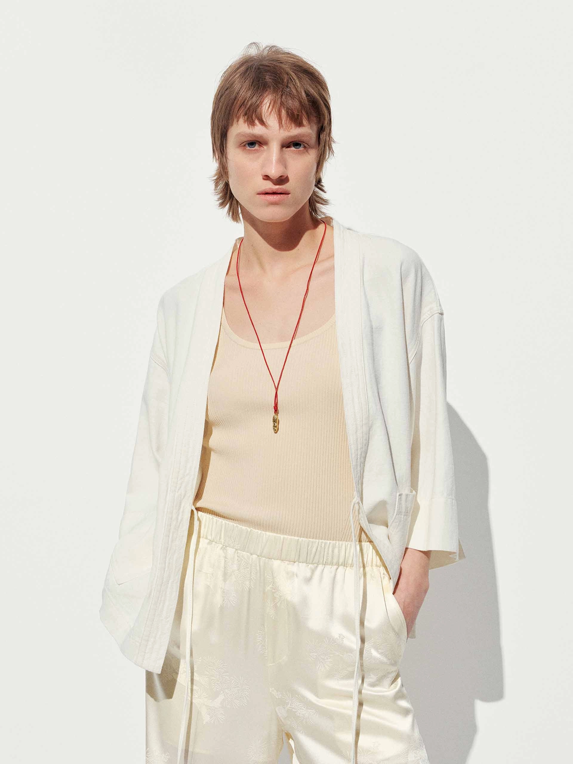 wrinkle free finish Cotton-Linen Tie Jacket