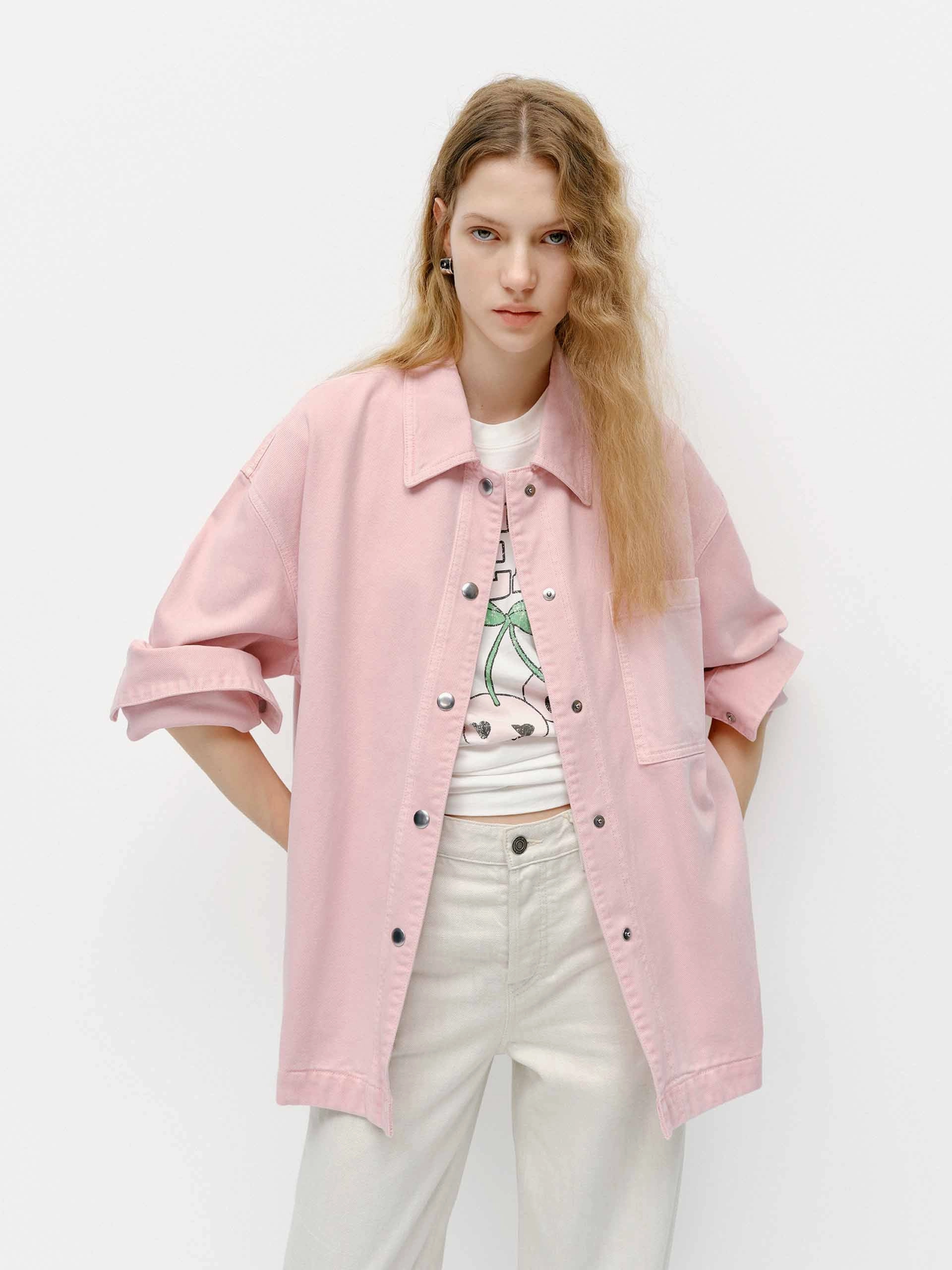 Snap Button Cotton Jacket Reinforced Shoulder Panels Snag Free Fabric