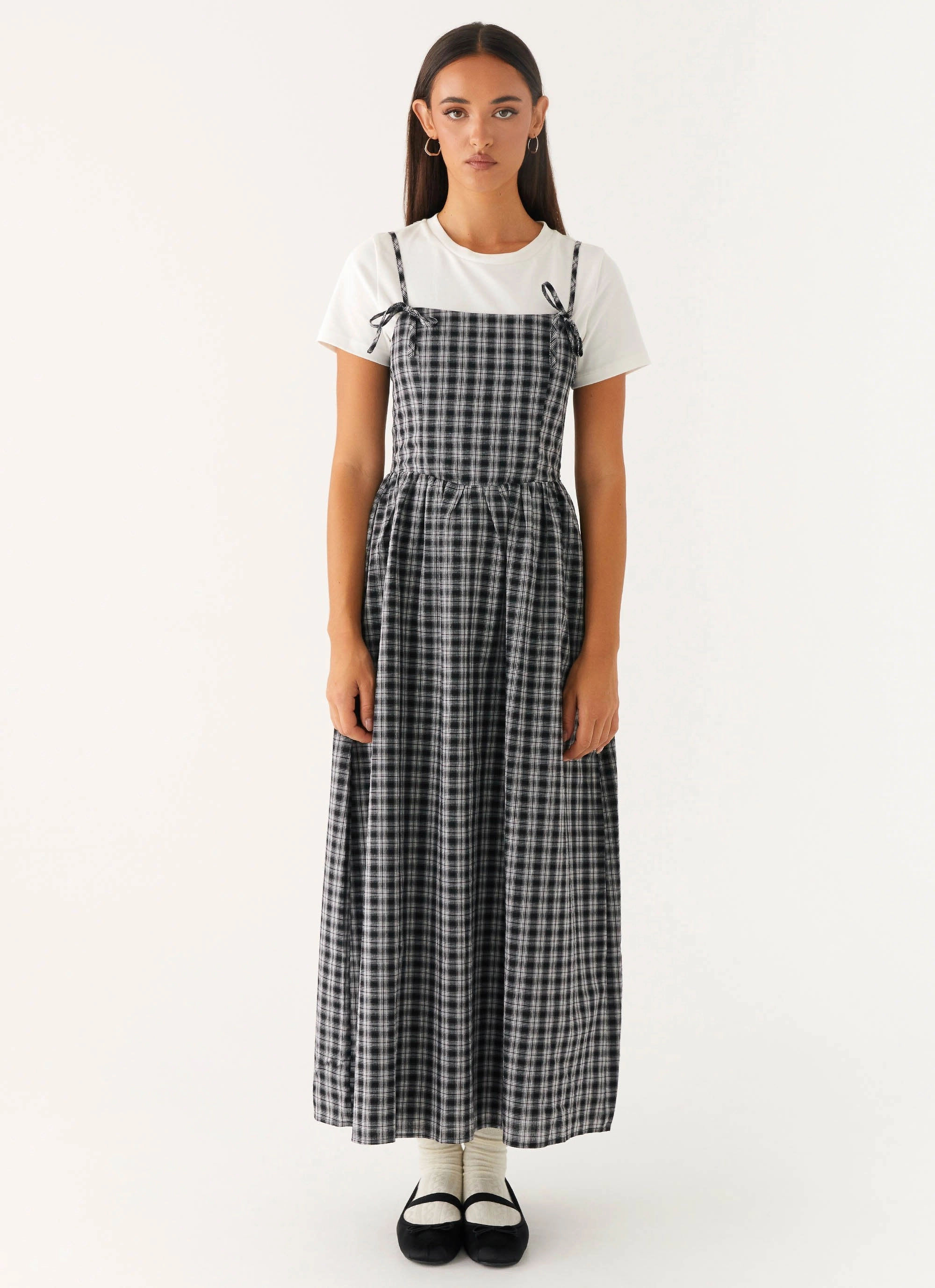 Red Carpet sweet moment Ramsey Midi Dress - White Black Check