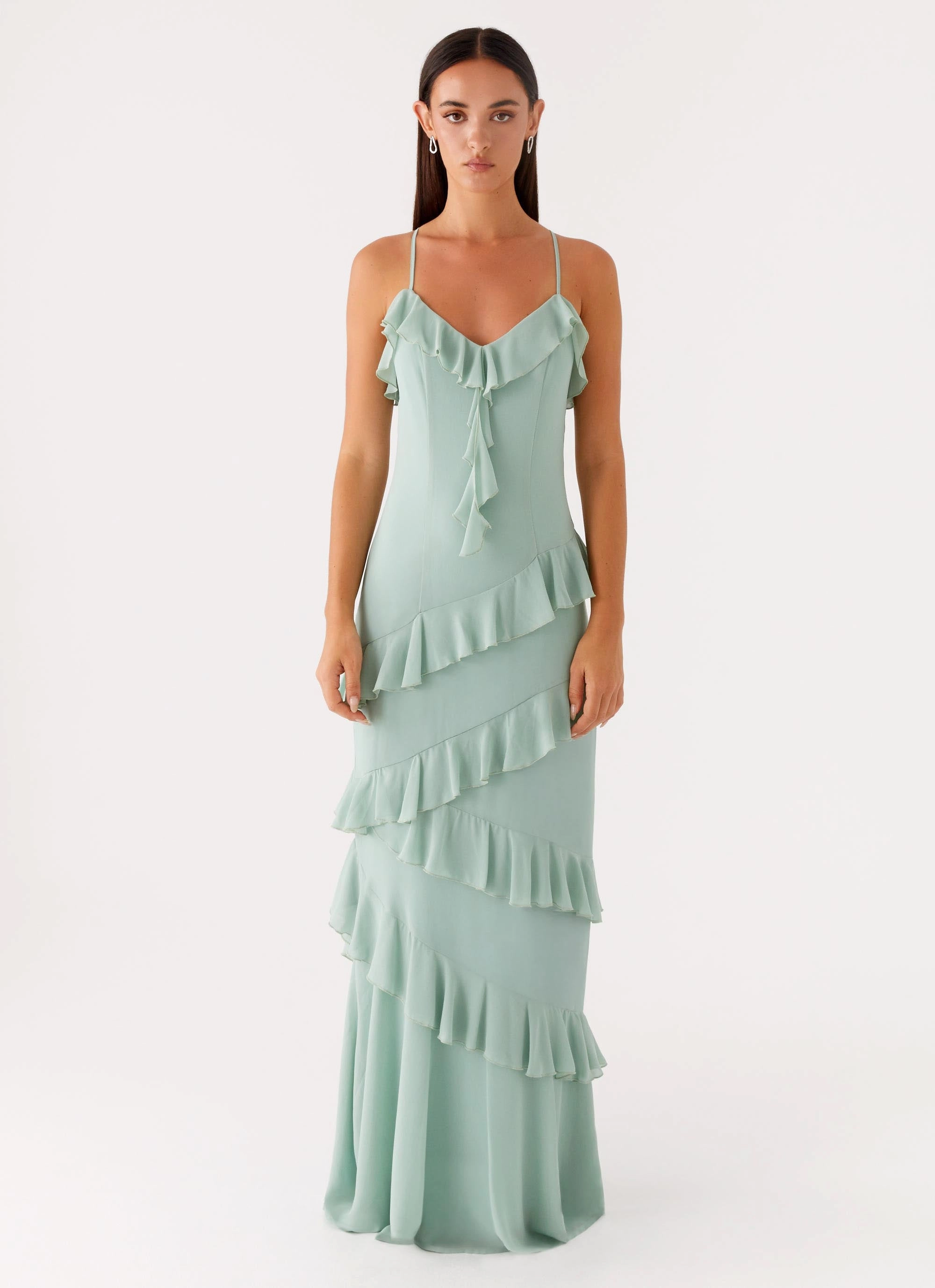 Morning Wear Semi Sheer Country Club Maxi Dress - Sage