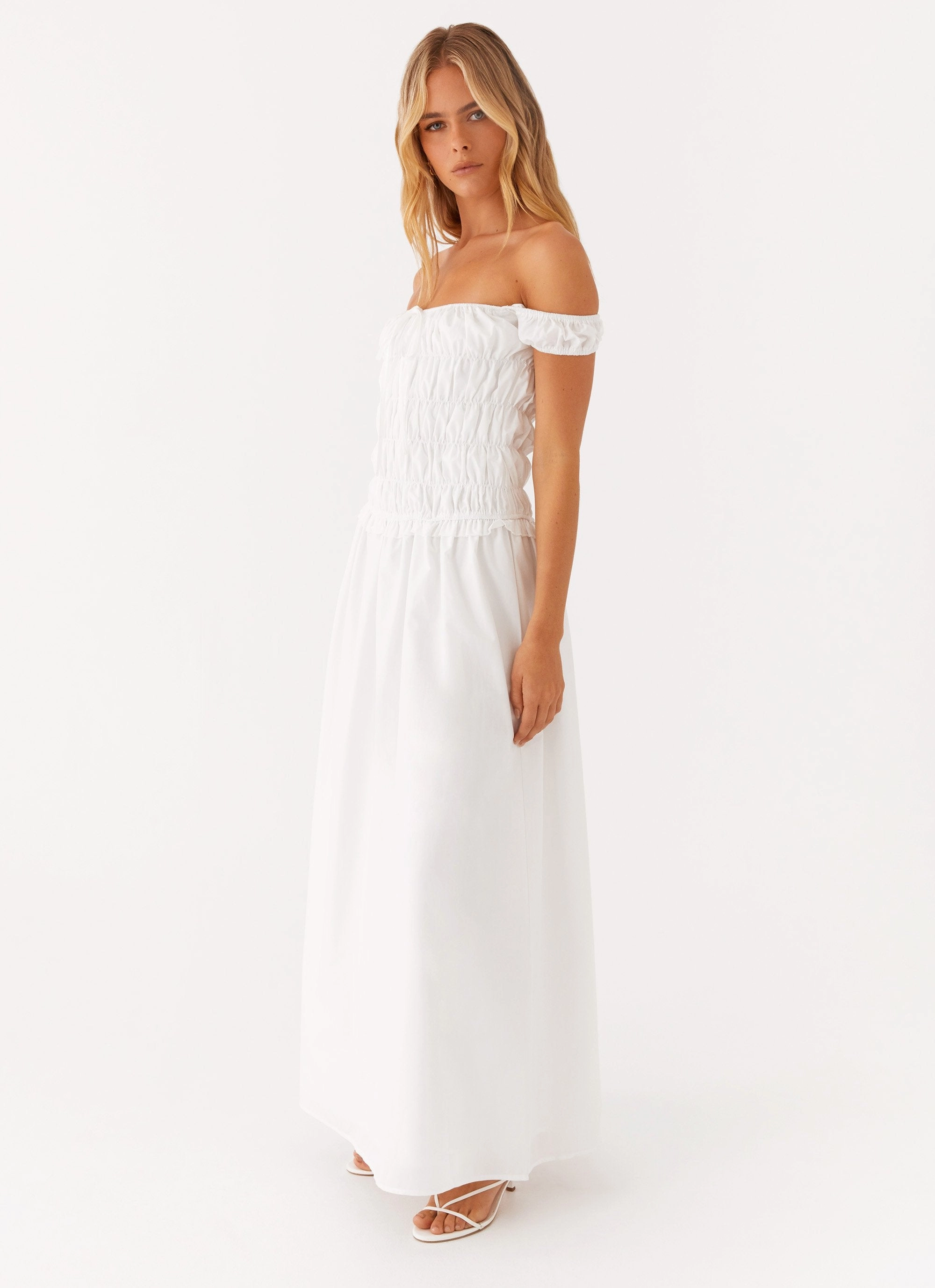 Countryside Off Shoulder Maxi Dress - Ivory Timeless Appeal Winter-Season