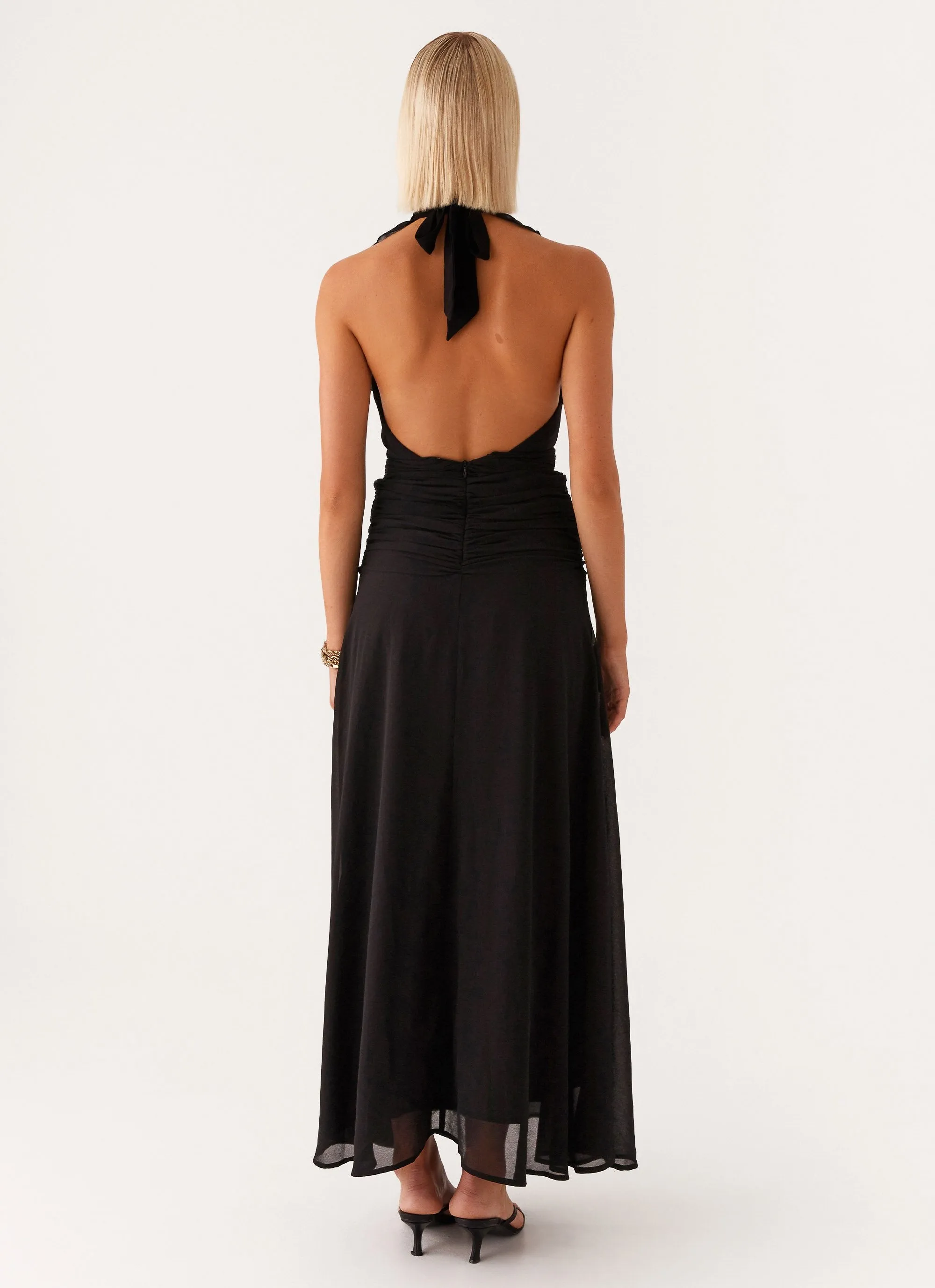 Layered Design Minimalist Look What You Need Frill Maxi Dress - Black