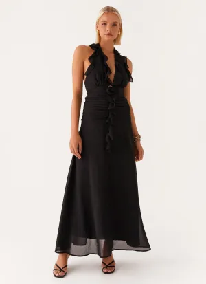 Multipurpose Layering Fabric What You Need Frill Maxi Dress - Black