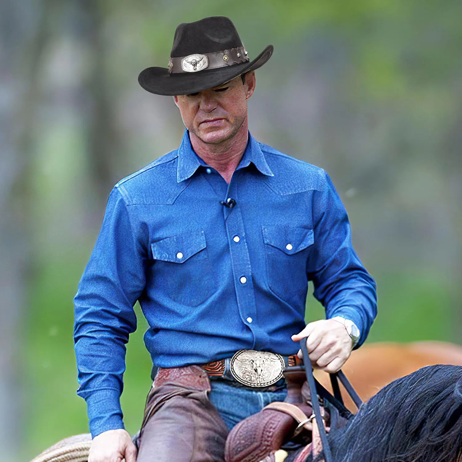 Cowboy Hats for Men Women with Blue Stones