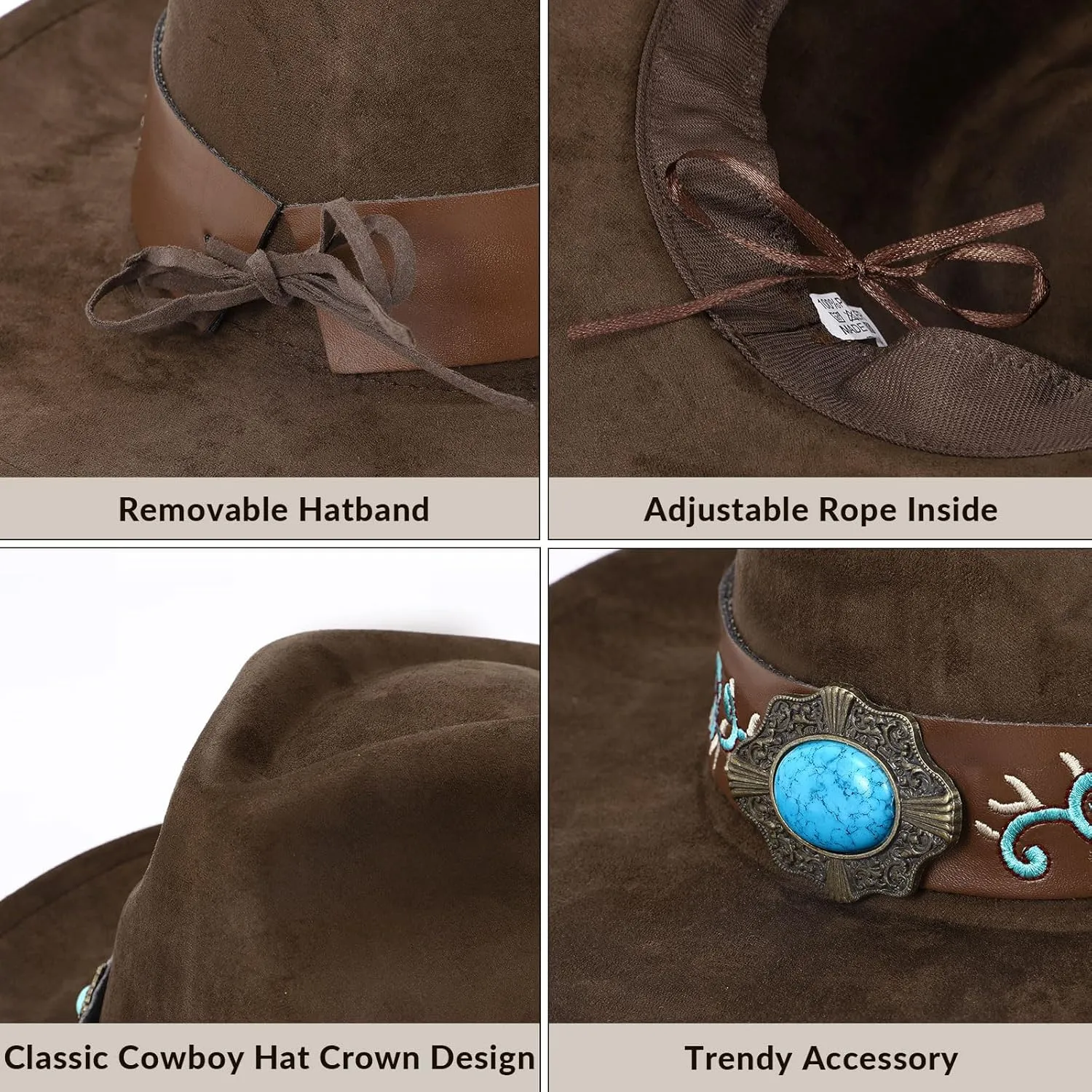 Cowboy Hats for Men Women with Blue Stones
