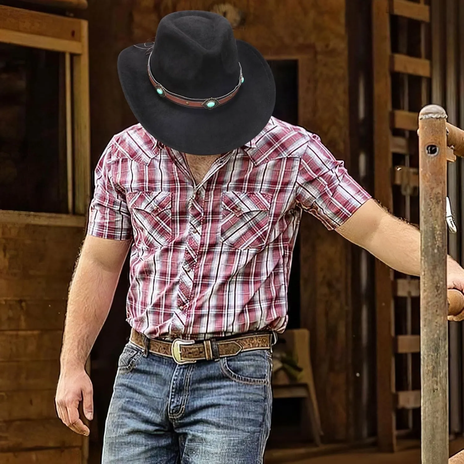 Cowboy Hats for Men Women with Blue Stones