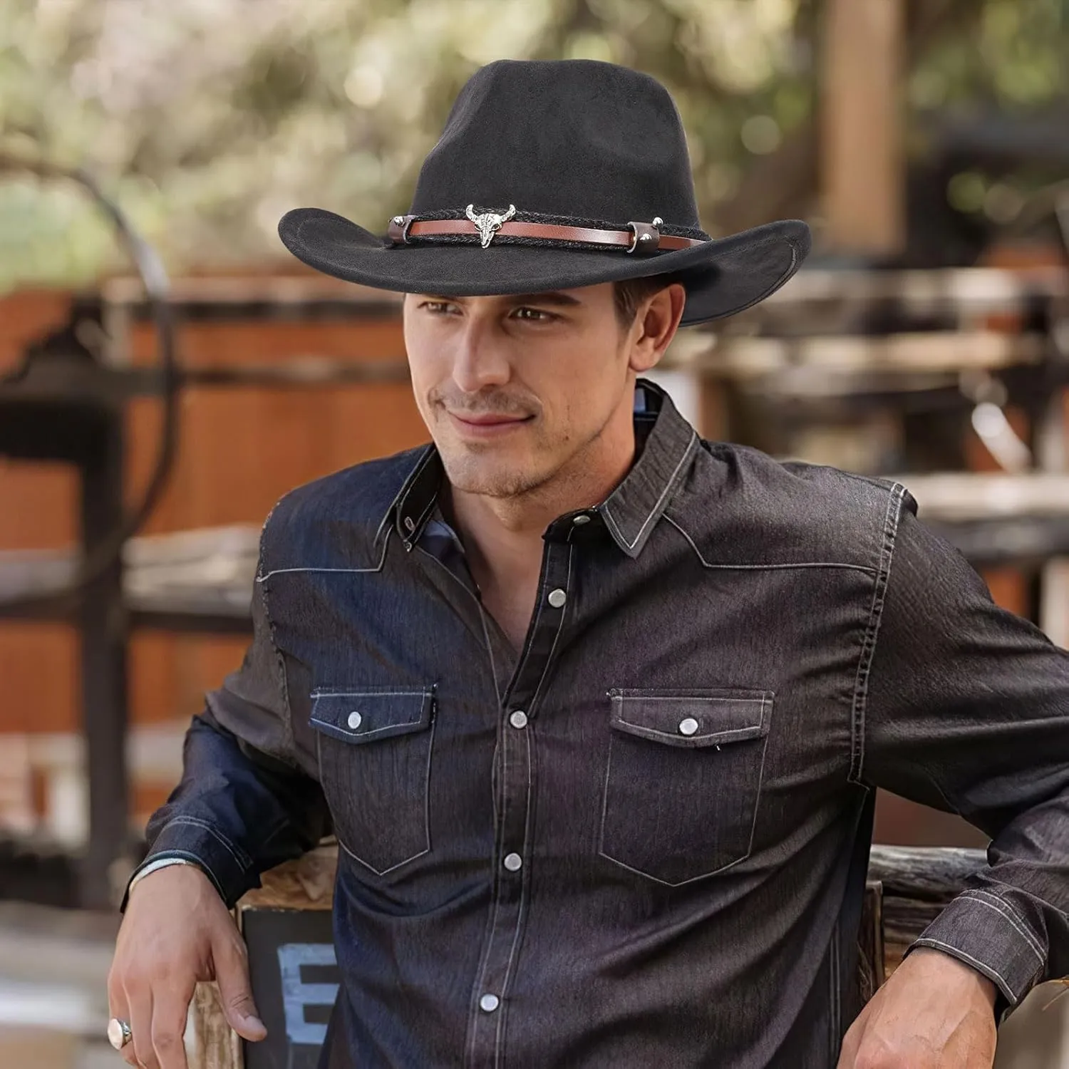 Cowboy Hats for Men Women with Blue Stones