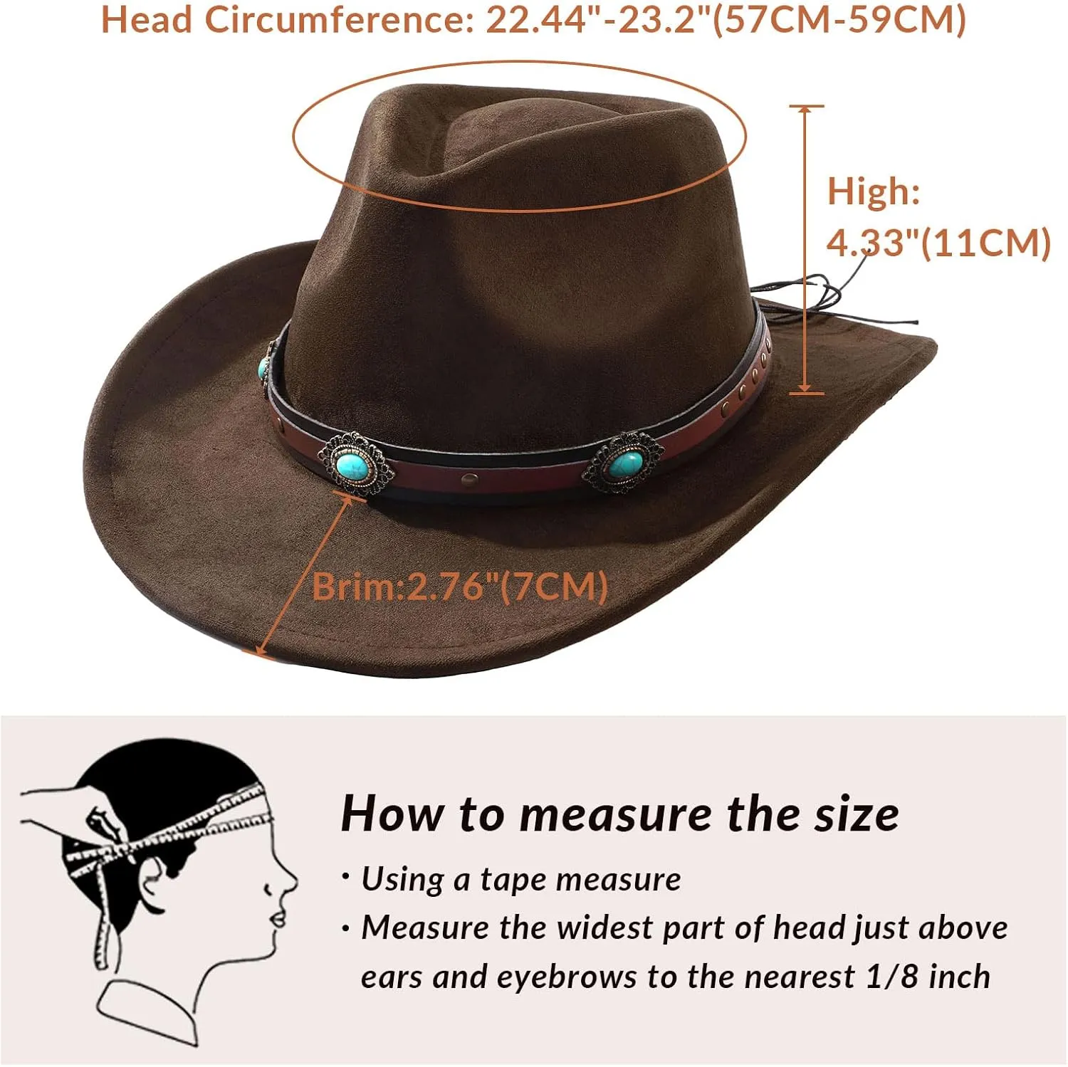 Cowboy Hats for Men Women with Blue Stones