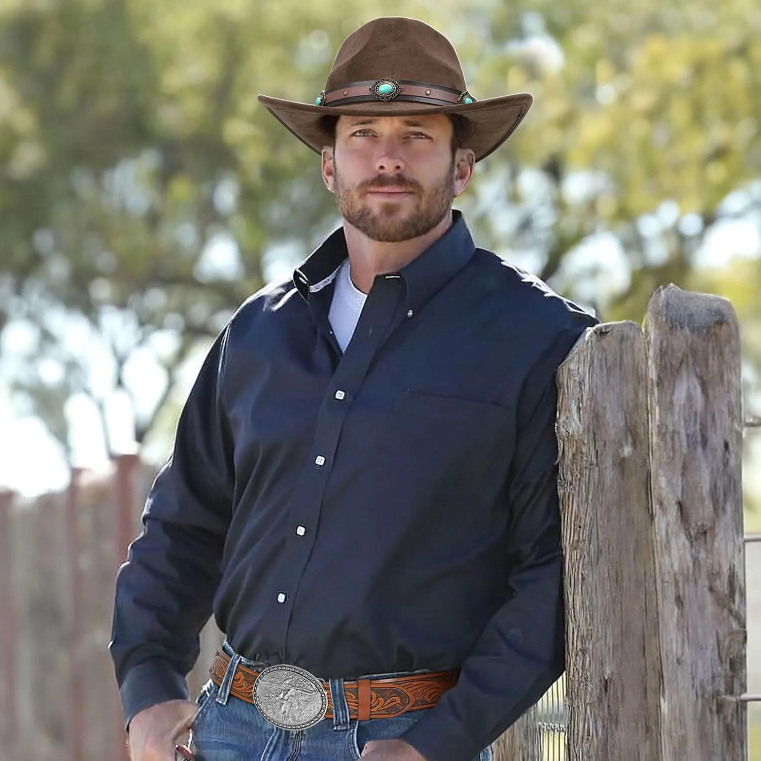 Cowboy Hats for Men Women with Blue Stones