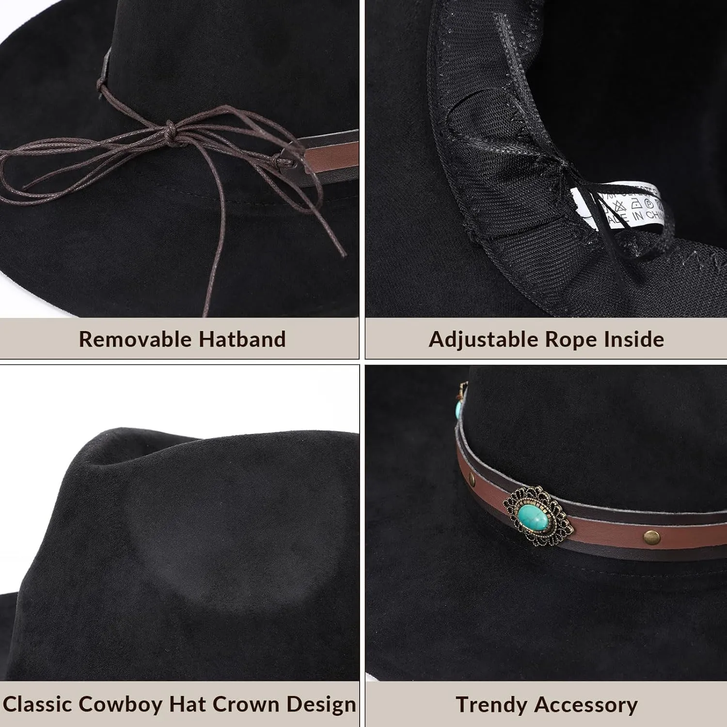 Cowboy Hats for Men Women with Blue Stones