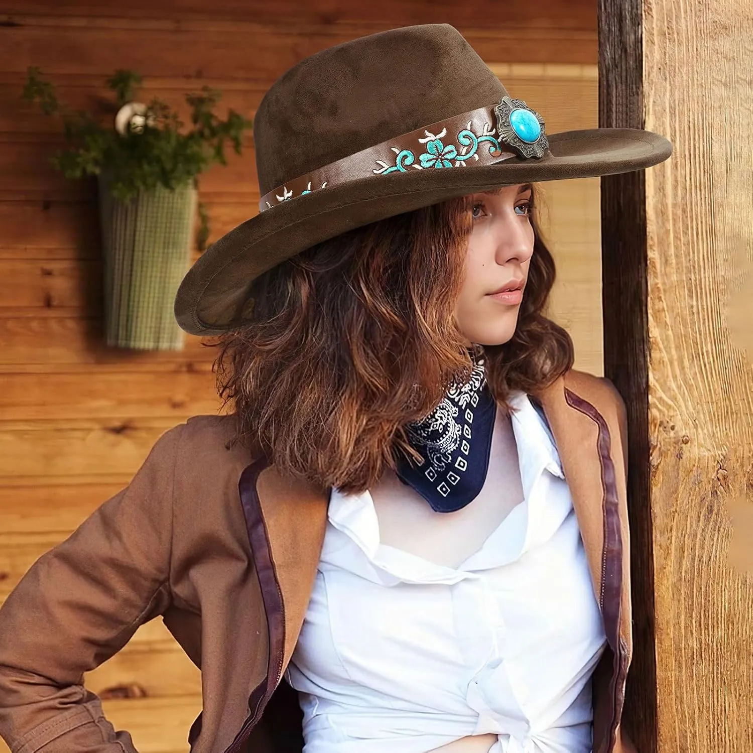 Cowboy Hats for Men Women with Blue Stones