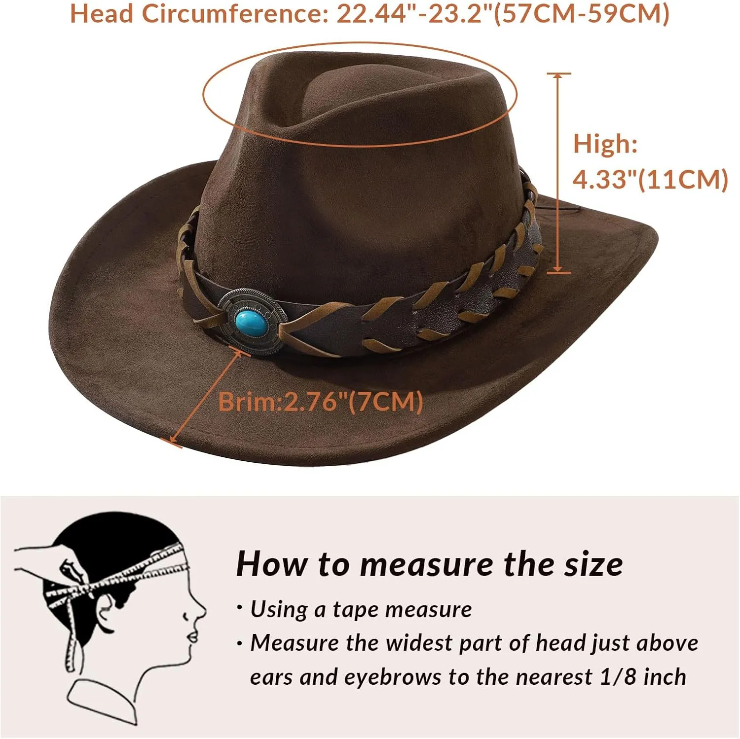 Cowboy Hats for Men Women with Blue Stones