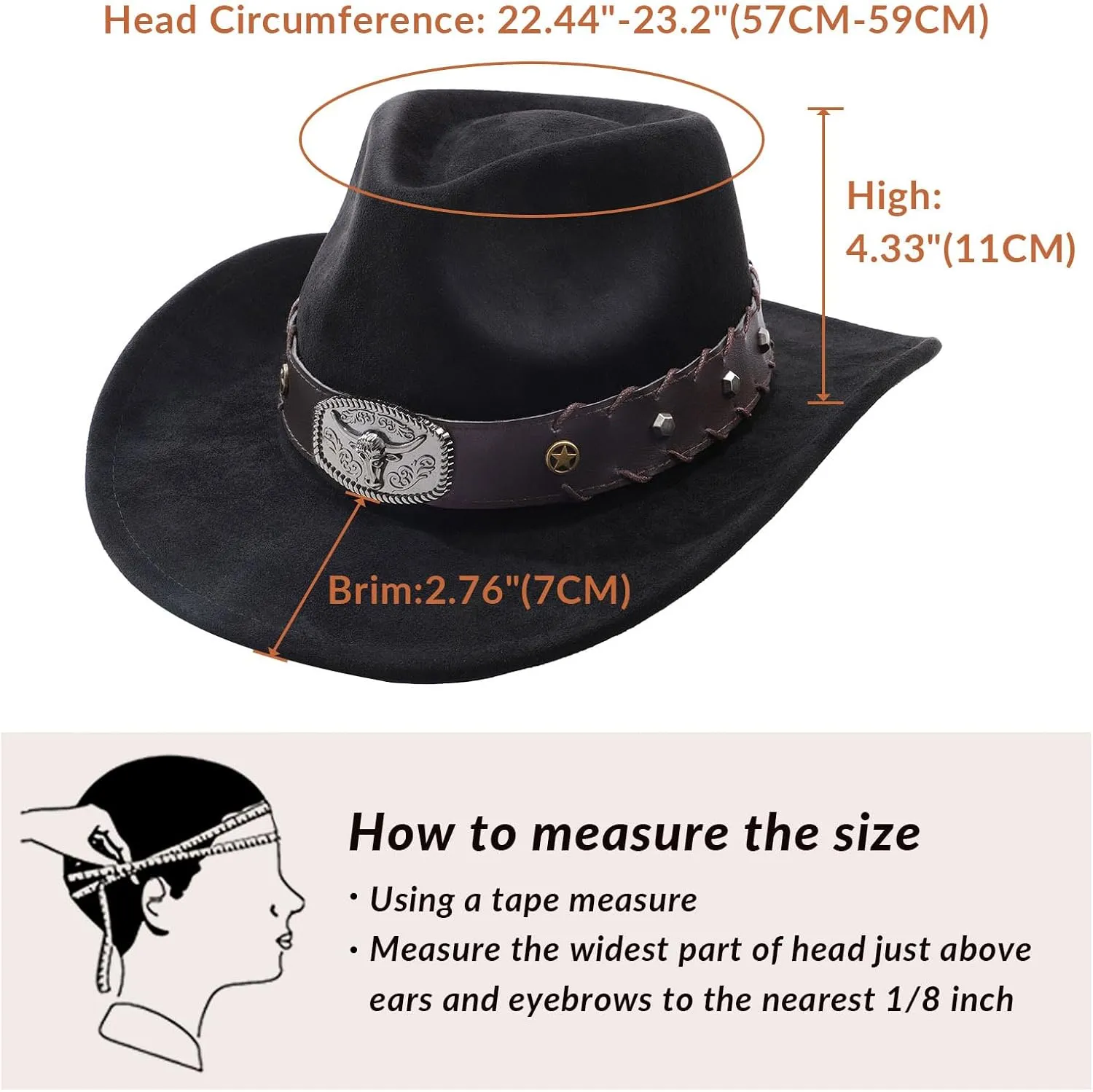 Cowboy Hats for Men Women with Blue Stones