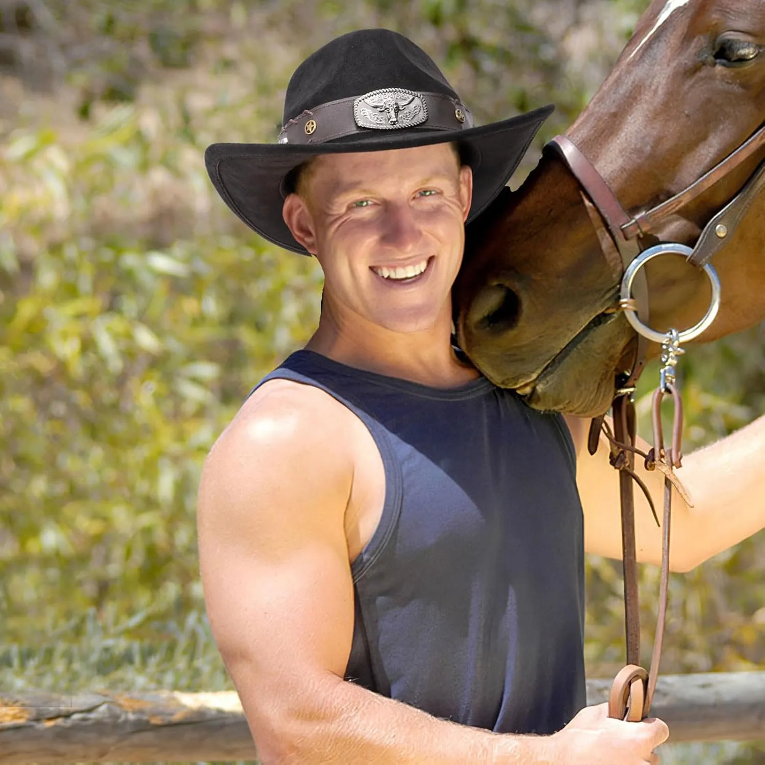 Cowboy Hats for Men Women with Blue Stones