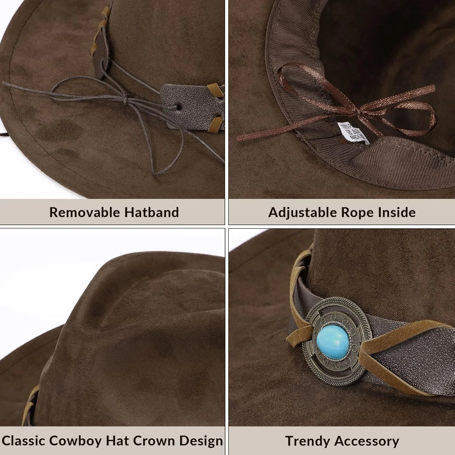 Cowboy Hats for Men Women with Blue Stones