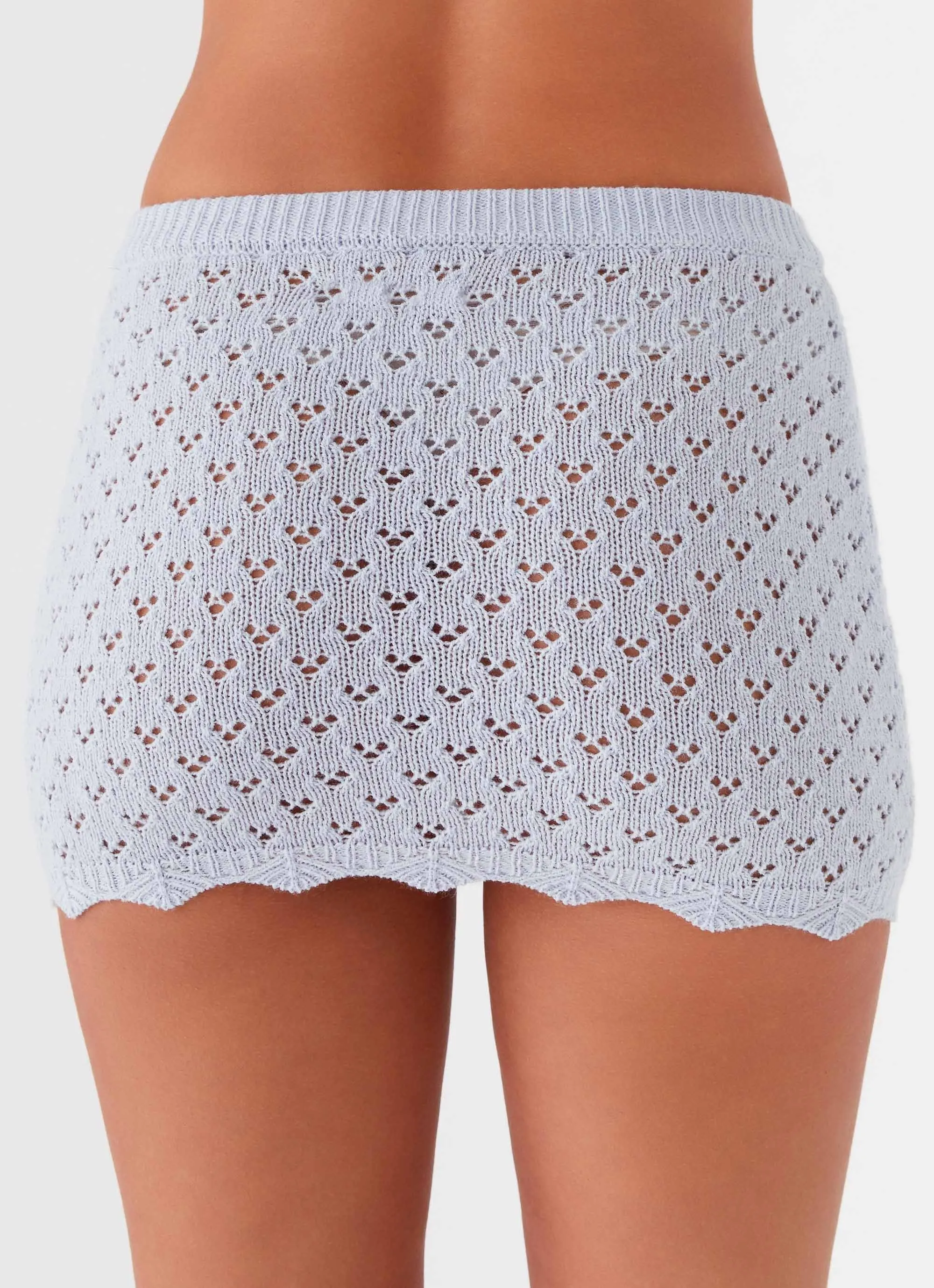 Blue Bird Knit Mini Skirt - Blue Dusk investment piece