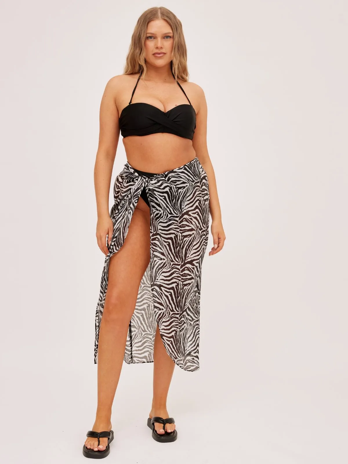 Day Wear Year Round Style Aurelia Sheer Beach Sarong / Zebra
