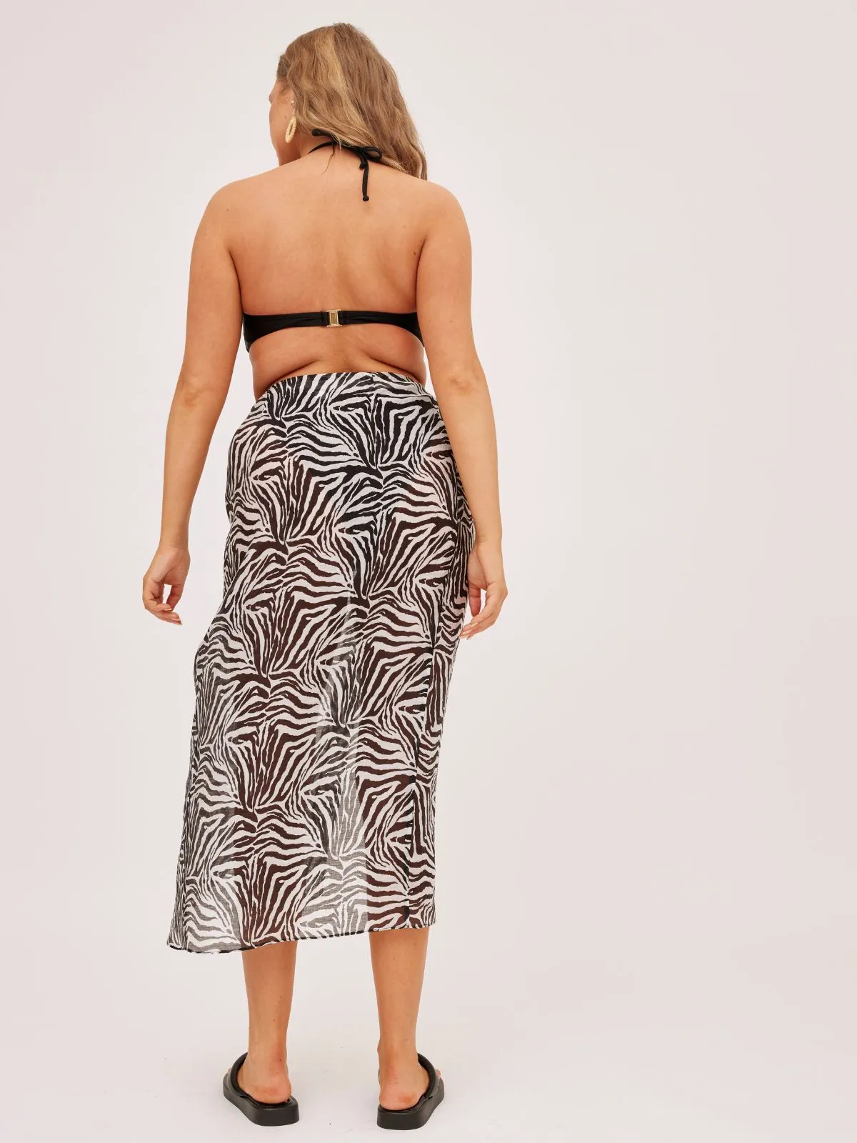 Laser Cut Edges Aurelia Sheer Beach Sarong / Zebra