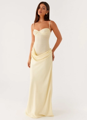 Romy Maxi Dress - Yellow Flower Grace Unique Cut