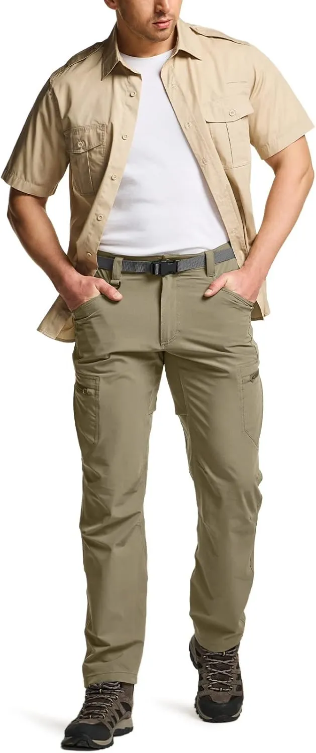 CQR Men's Quick Dry Tactical Pants, Water Resistant Outdoor Pants, Lightweight Stretch Cargo Work Hiking Pants